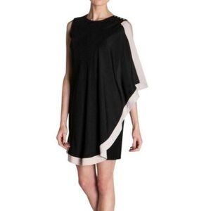 Ted Baker London Woman’s Bolty Drape Dress US 6 Asymmetrical Sheath Black & Pink
